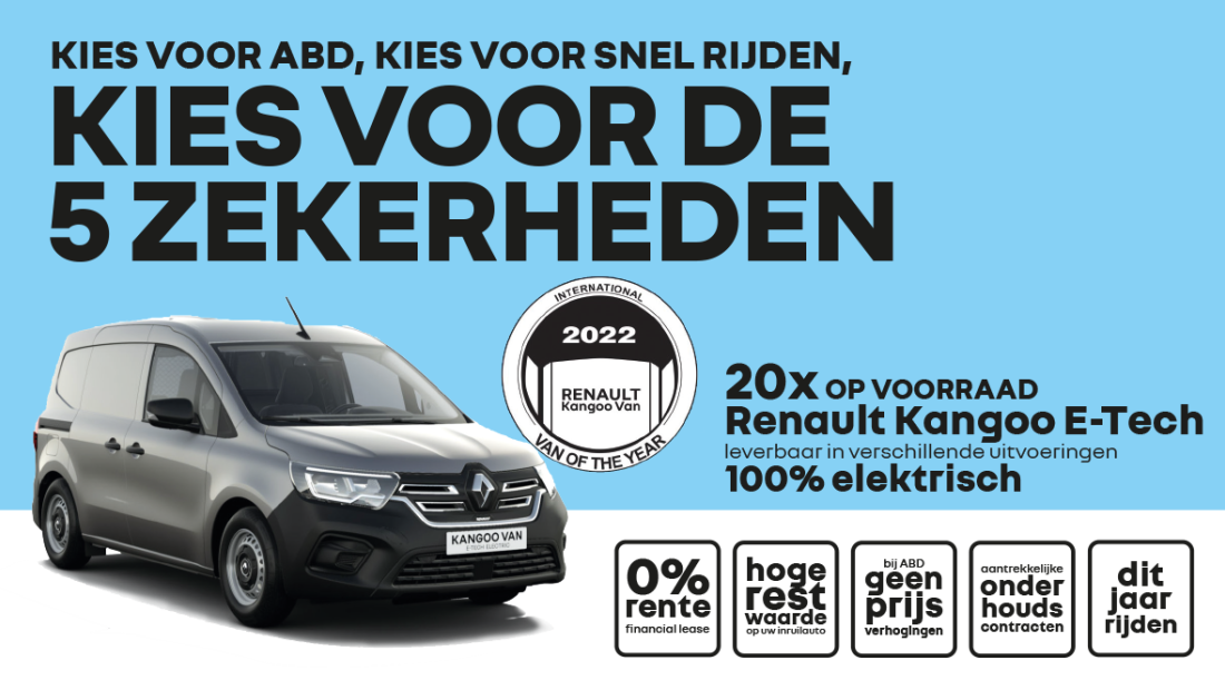 ABD Renault - Bedrijfswagenactie - 5 zekerheden - Kangoo E-Tech